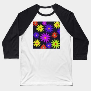 retro 60s style flower pattern Baseball T-Shirt